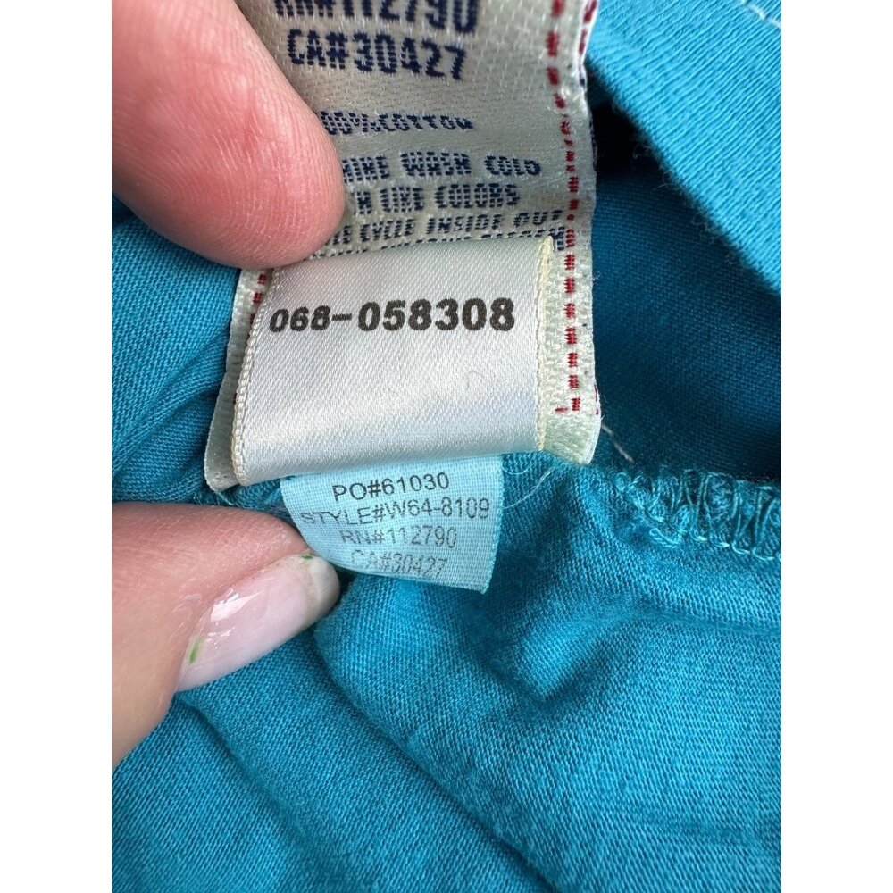 True Religion Womens S Teal Ombre V-Neck Graphic Tee Cotton Casual Style Sequenc - Picture 6 of 11